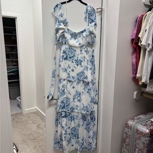 Floral Blue and White Dress